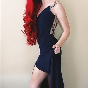 PromGirl Navy Tree Branch Accent Dress